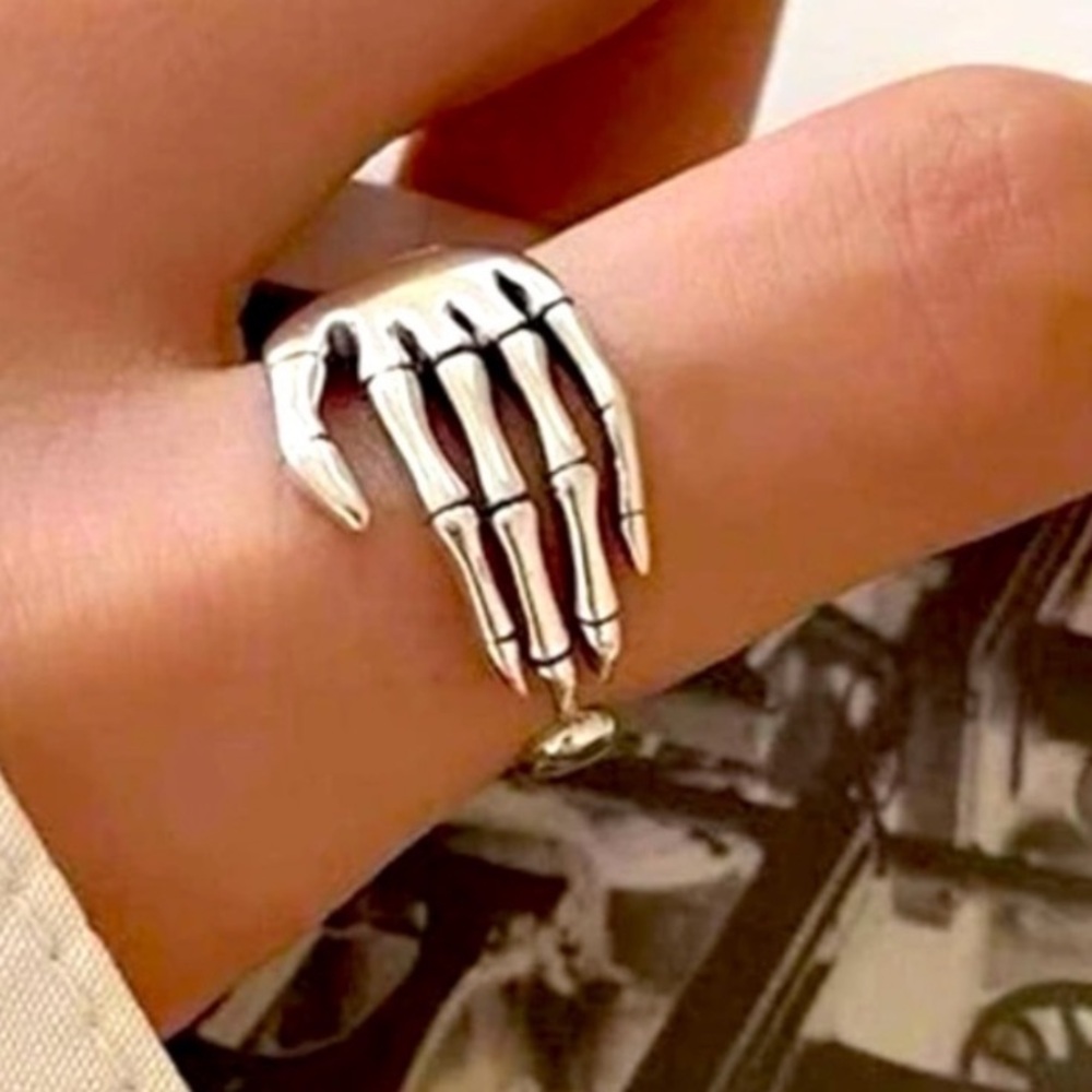 Silver Skeleton Hand Ring